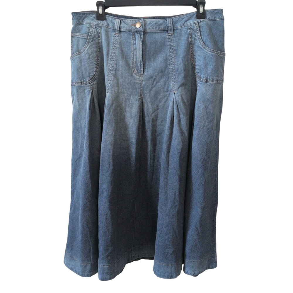 Soft Surroundings Monticello Pleated Denim Flare Pockets Size 2X - New